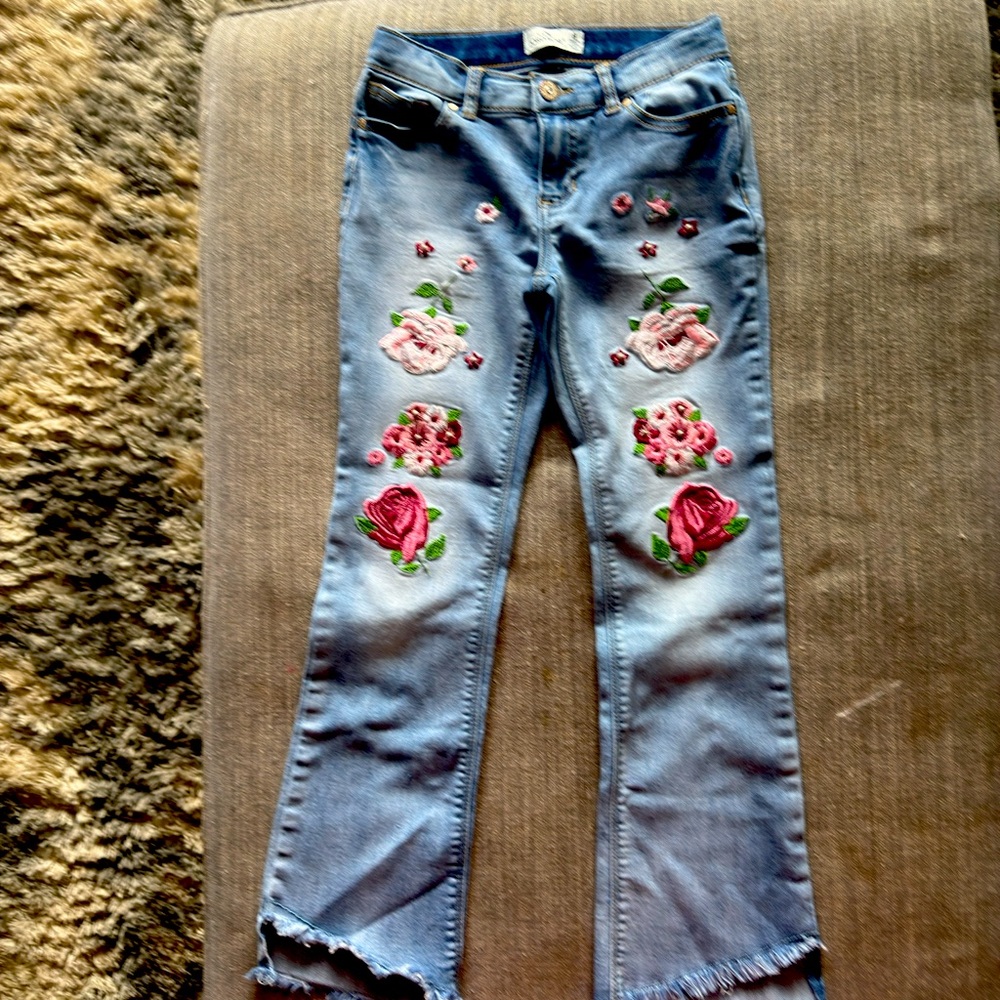 Jordache Light Blue Floral Embroidered Jeans